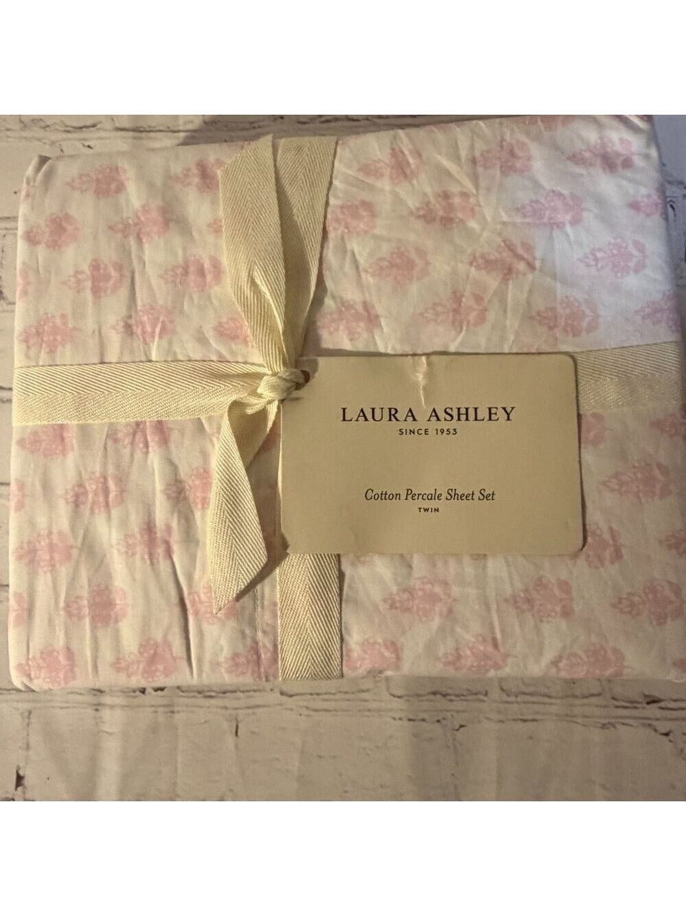 Laura Ashley Francesca Cotton Sheet Set Twin NWT Pink - Picture 8 of 11